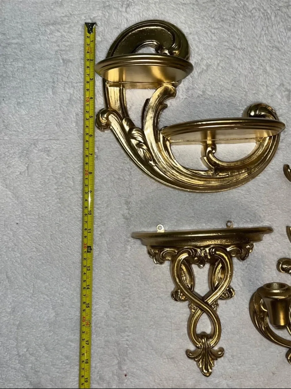 Vintage Gold Ornate Wall Sconces and Shelves - Decorative Home Wall Decor
